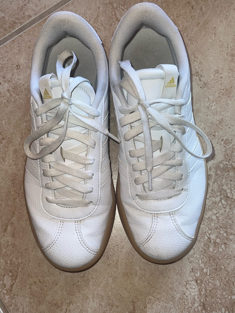 adidas White Sneakers with Gum Outsole